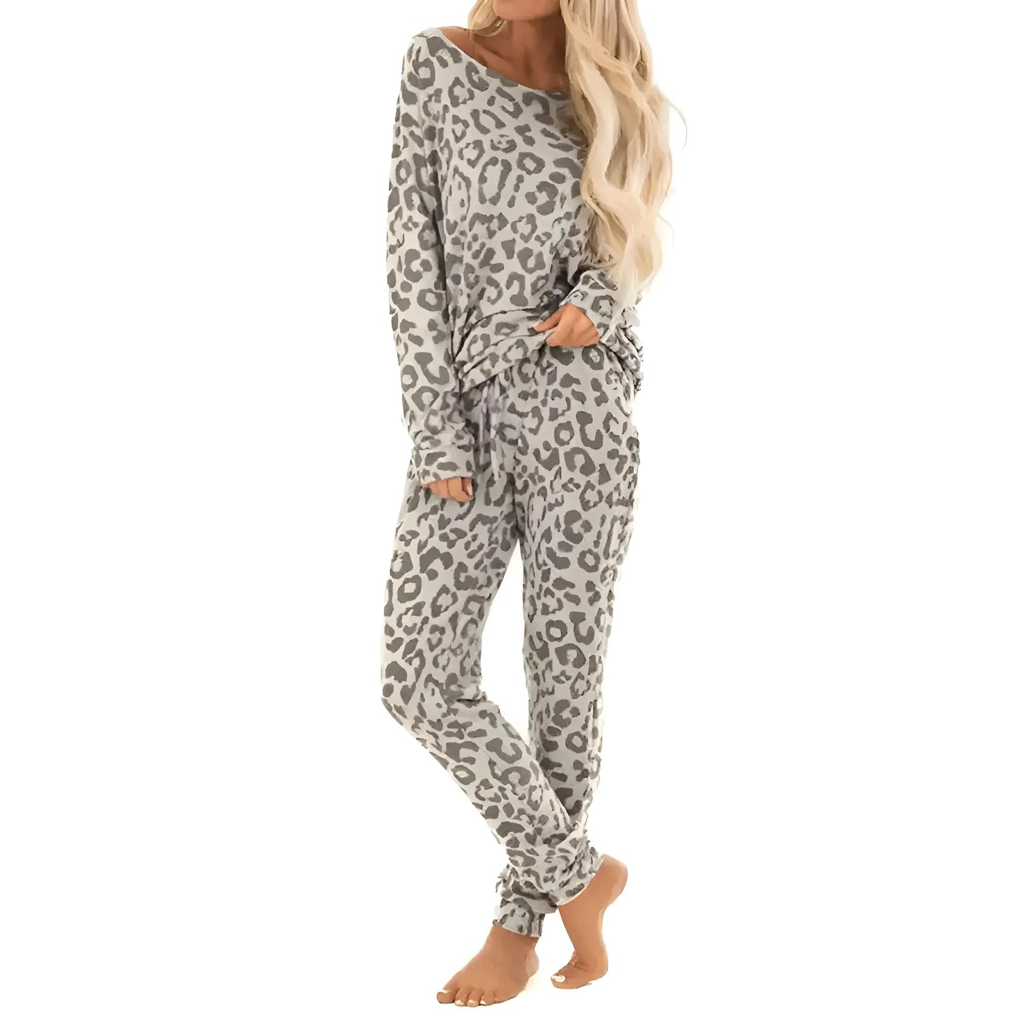 Women's Leopard Print Pyjamas with Long Trousers