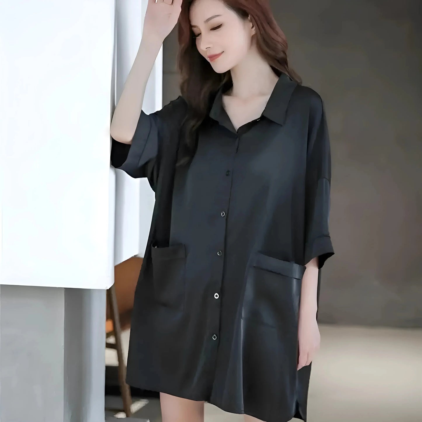 Women's Robe with Lace Back