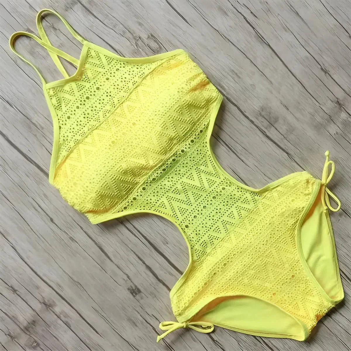 Yellow Backless One-Piece Swimsuit