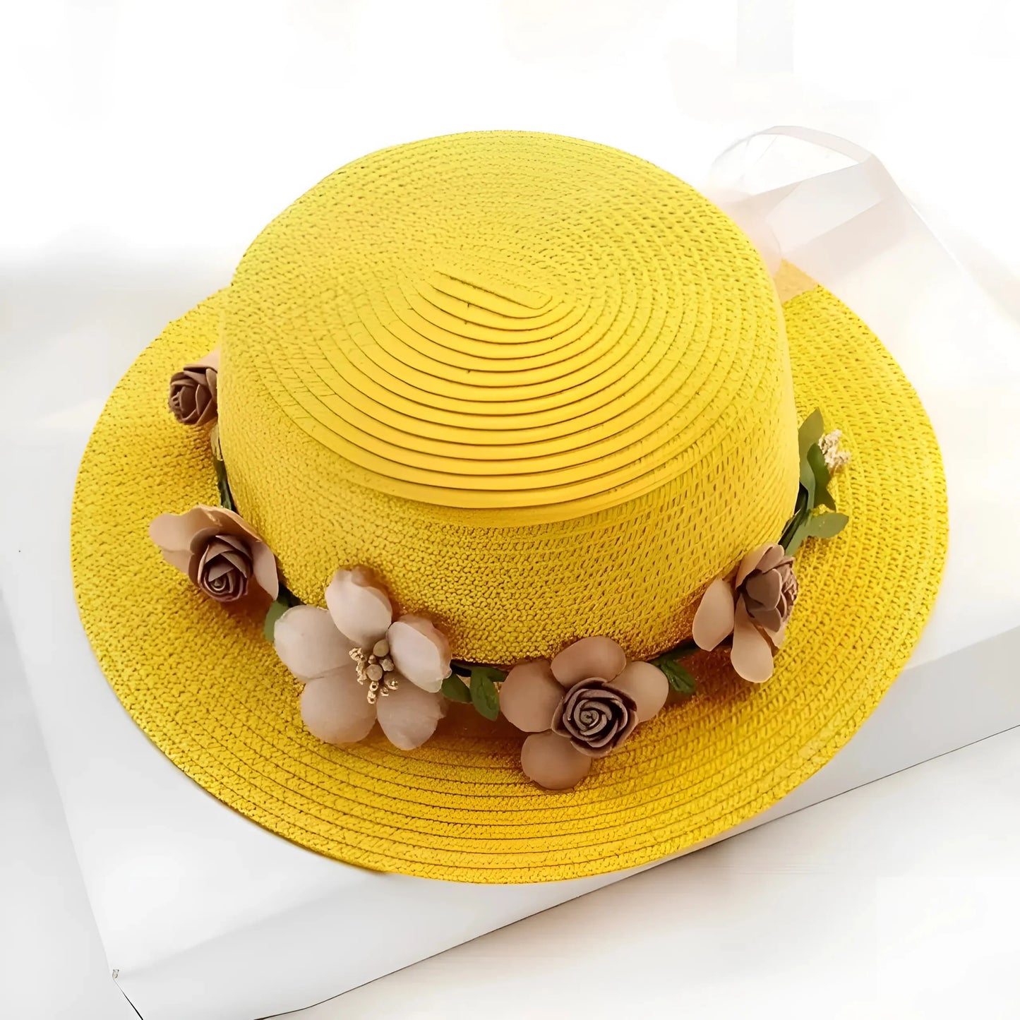 Yellow Floral Beach Hat