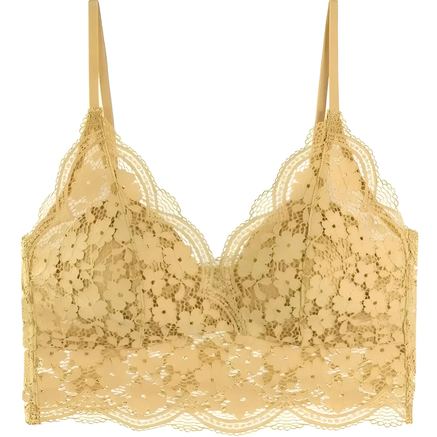 Yellow Lace Bralette with Thin Straps