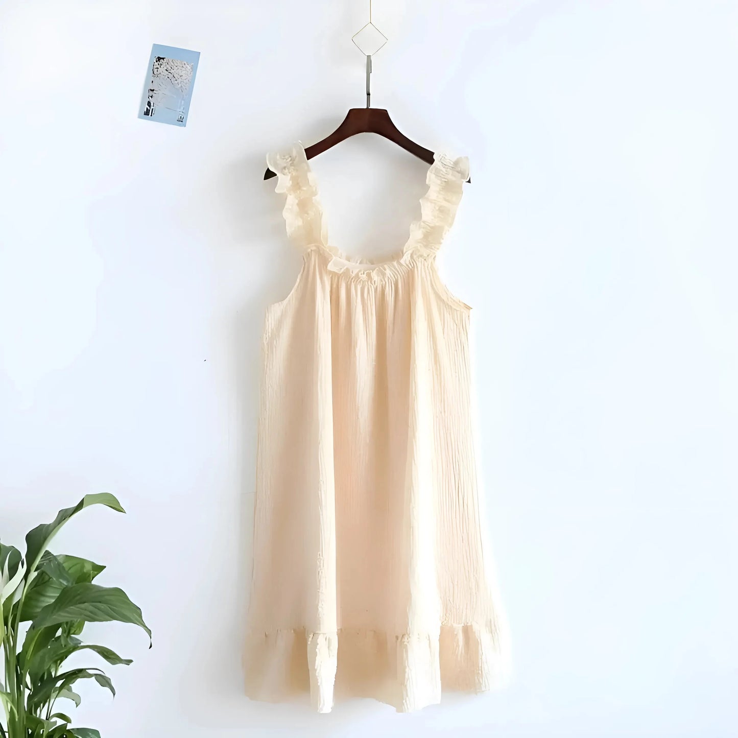 Yellow Lace Trim Nightdress with Decorative Straps