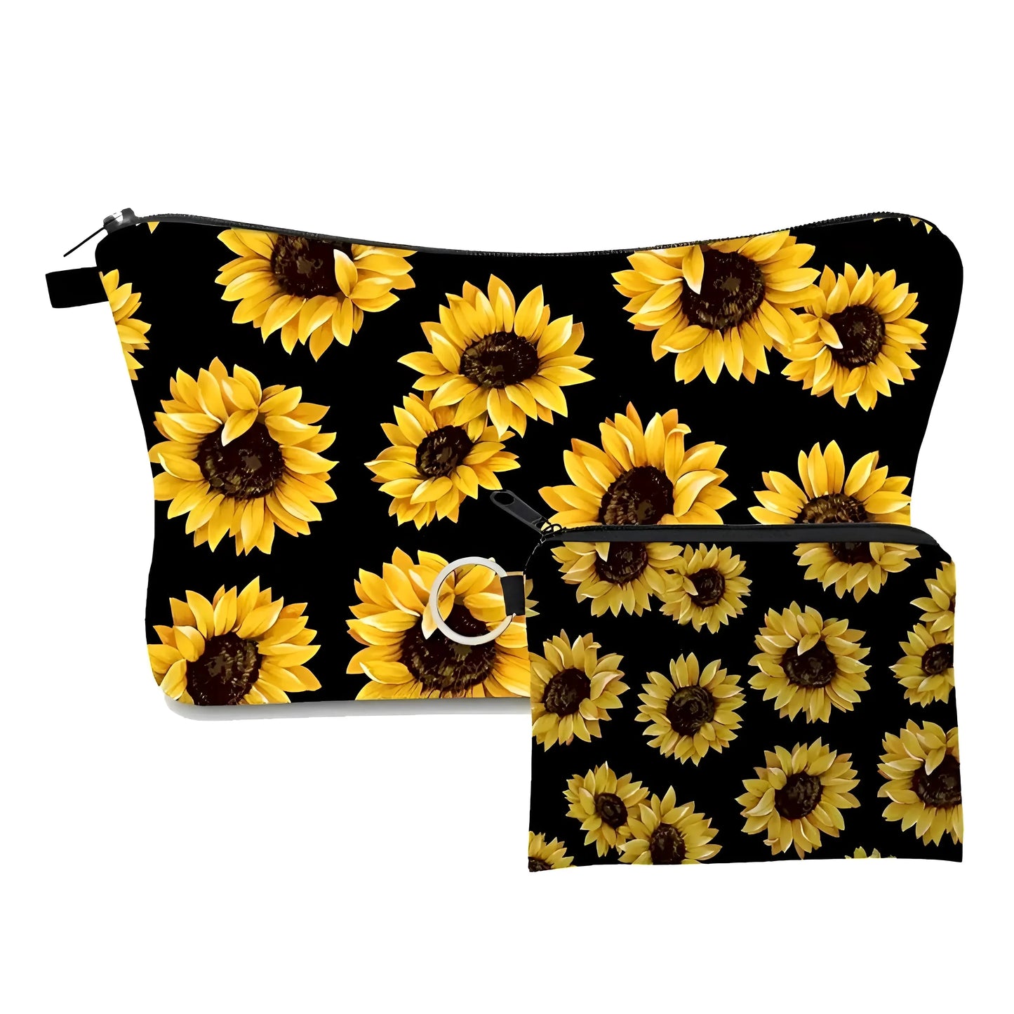 Yellow Set of Two Zip Cosmetic Bags