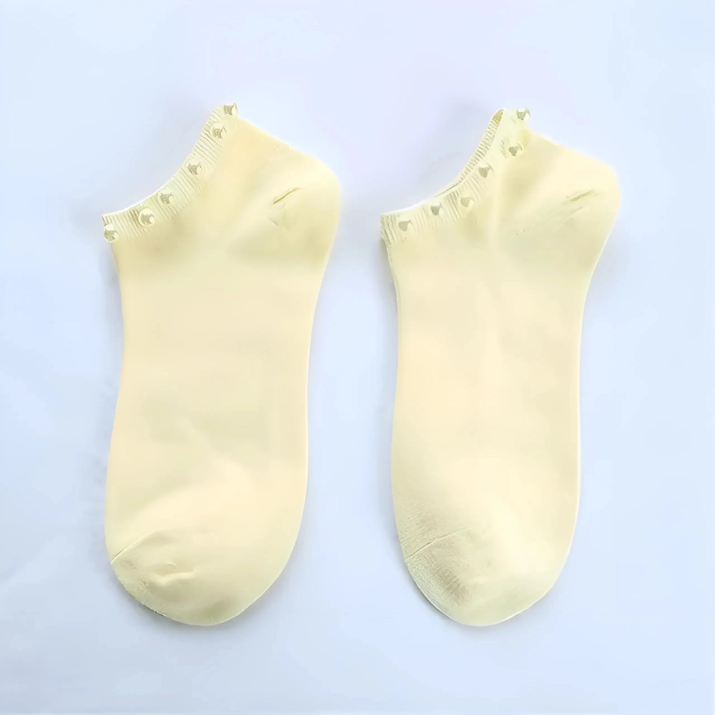 Yellow Women's Pearl Embellished Socks