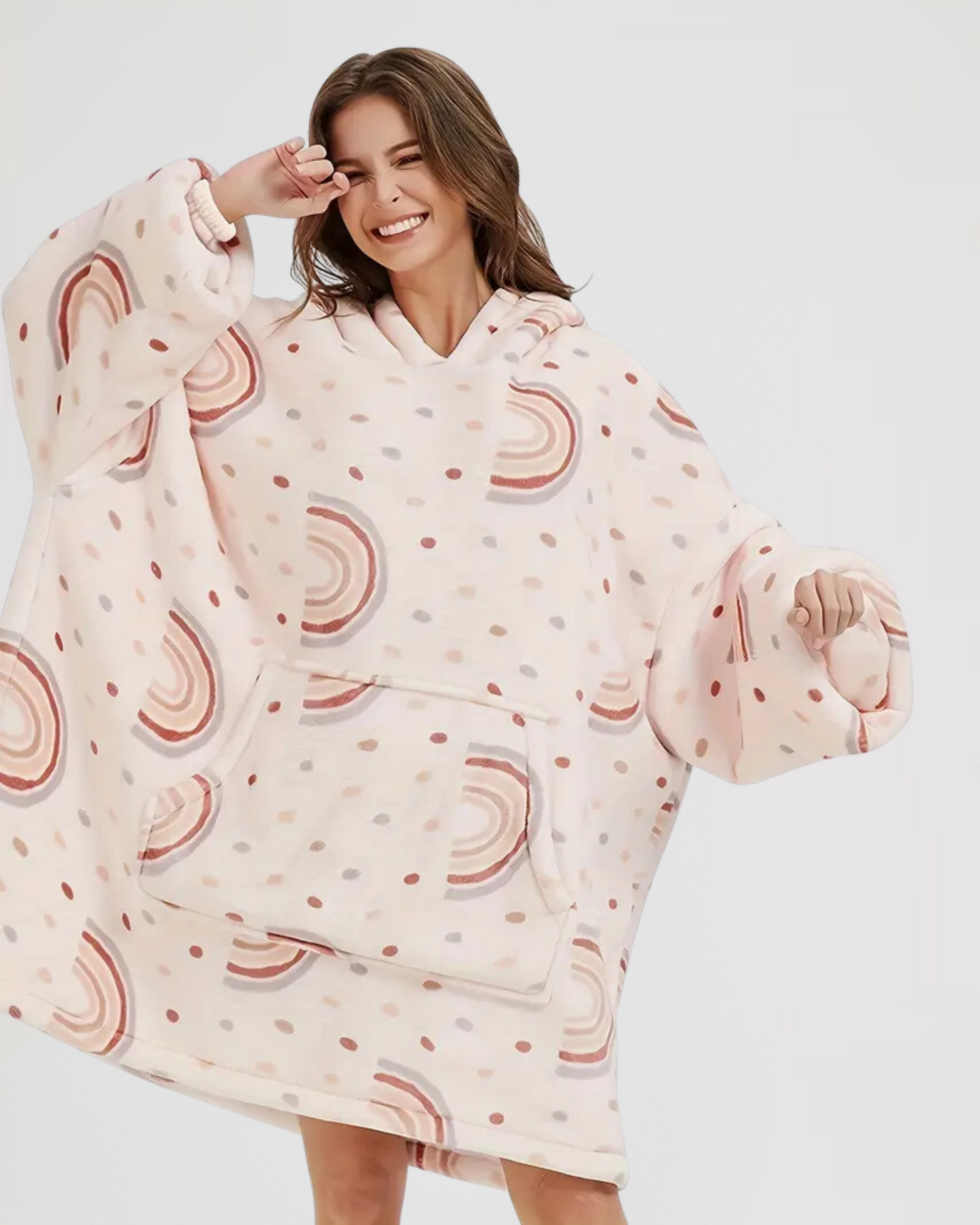 Flauschiger Oversize-Kapuzenpullover mit Tasche