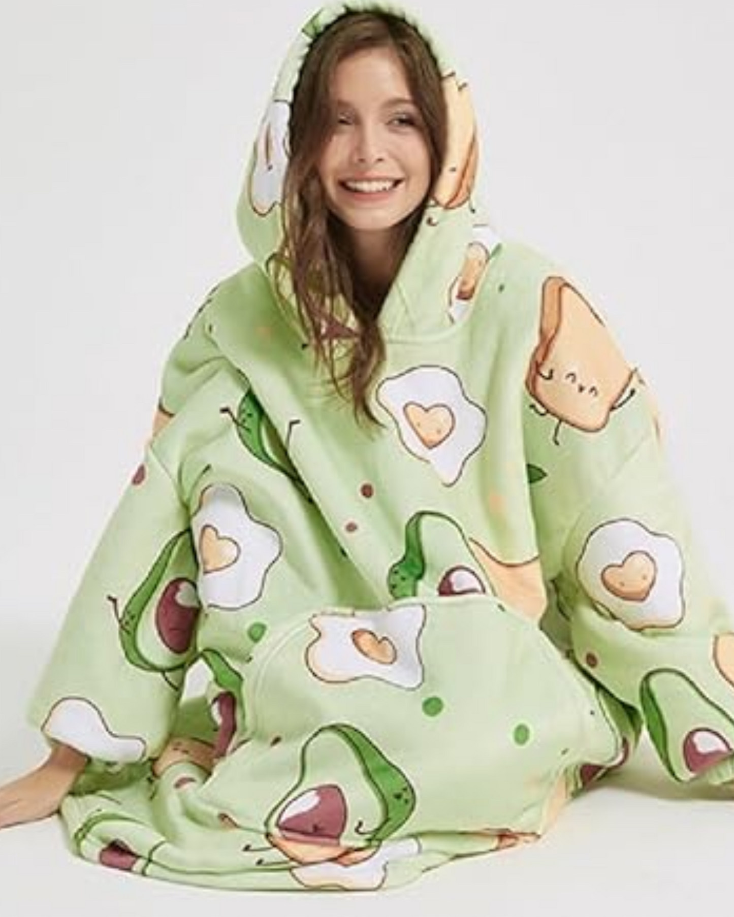 Flauschiger Oversize-Kapuzenpullover mit Tasche