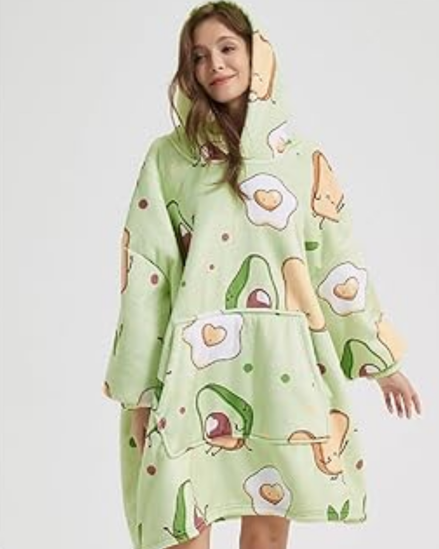 Flauschiger Oversize-Kapuzenpullover mit Tasche