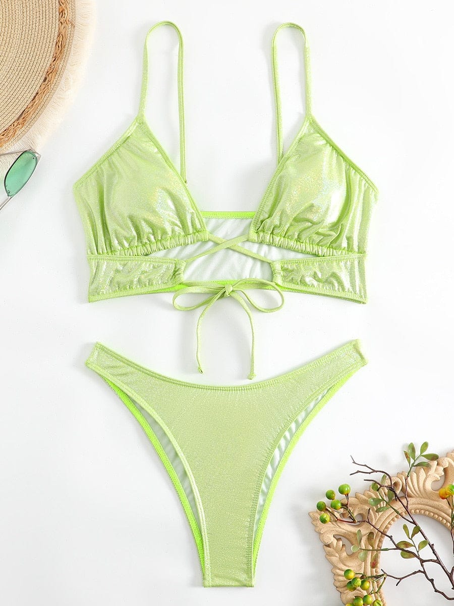 Bikini-Set aus glitzerndem Material
