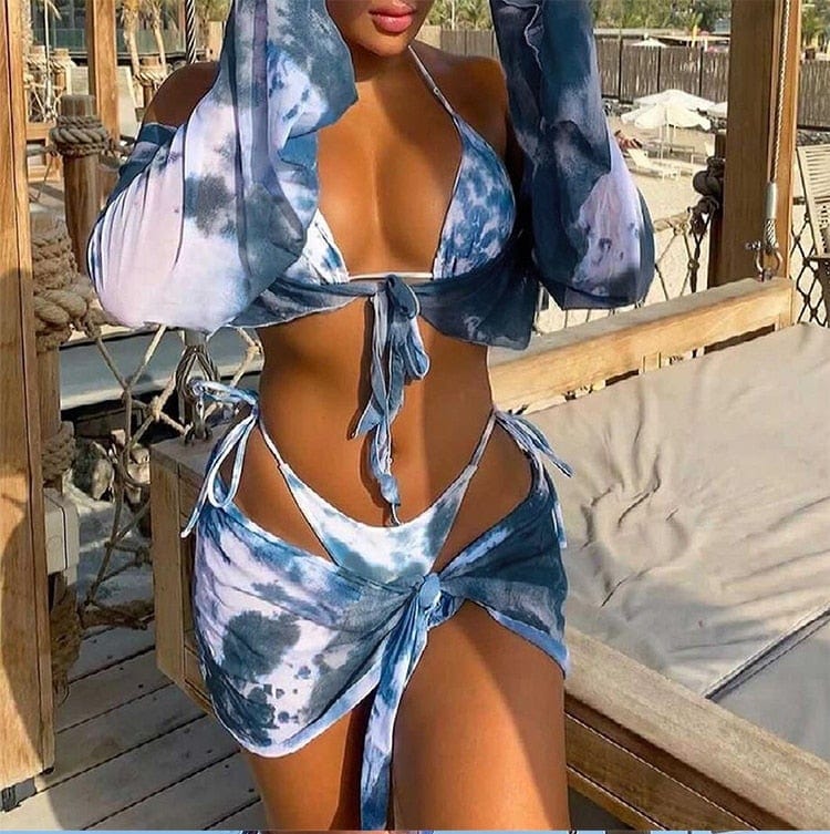 Vierteiliger Bikini-Set mit verstellbaren Bindungen