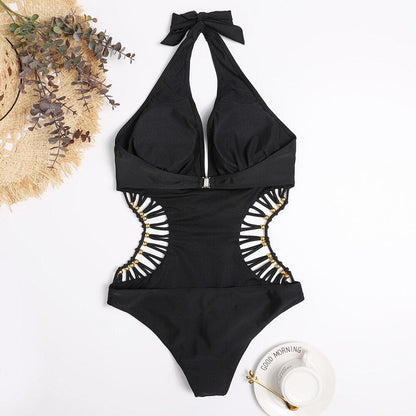 Monokini mit dekorativen Perlen