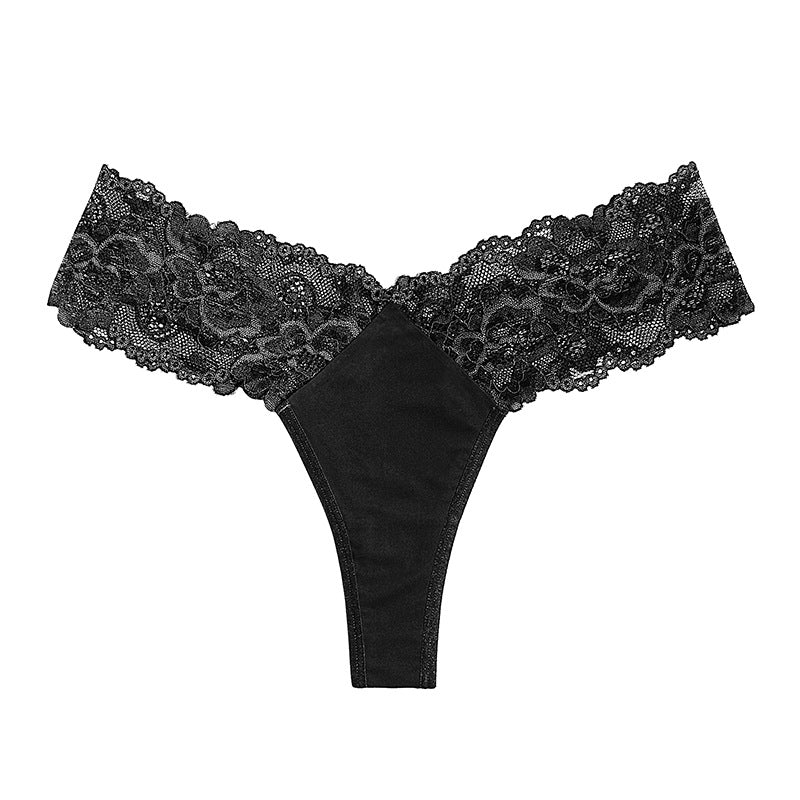 Satinstrings mit Spitzeneinsätzen