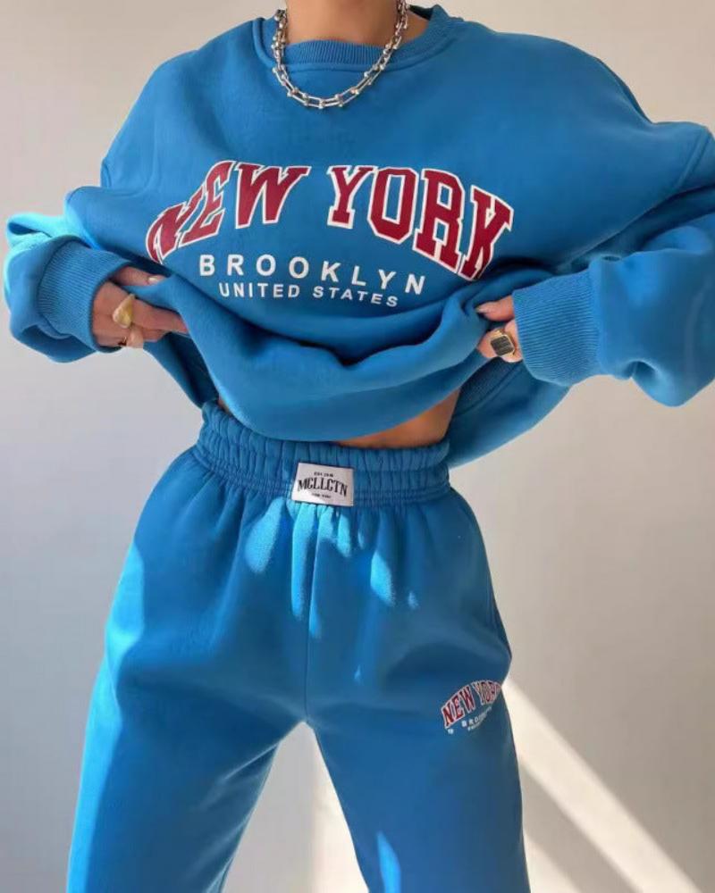 Lockerer Oversize-Pullover mit dem Aufdruck New York