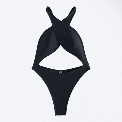 Monokini mit gekreuzten Trägern am Dekolleté