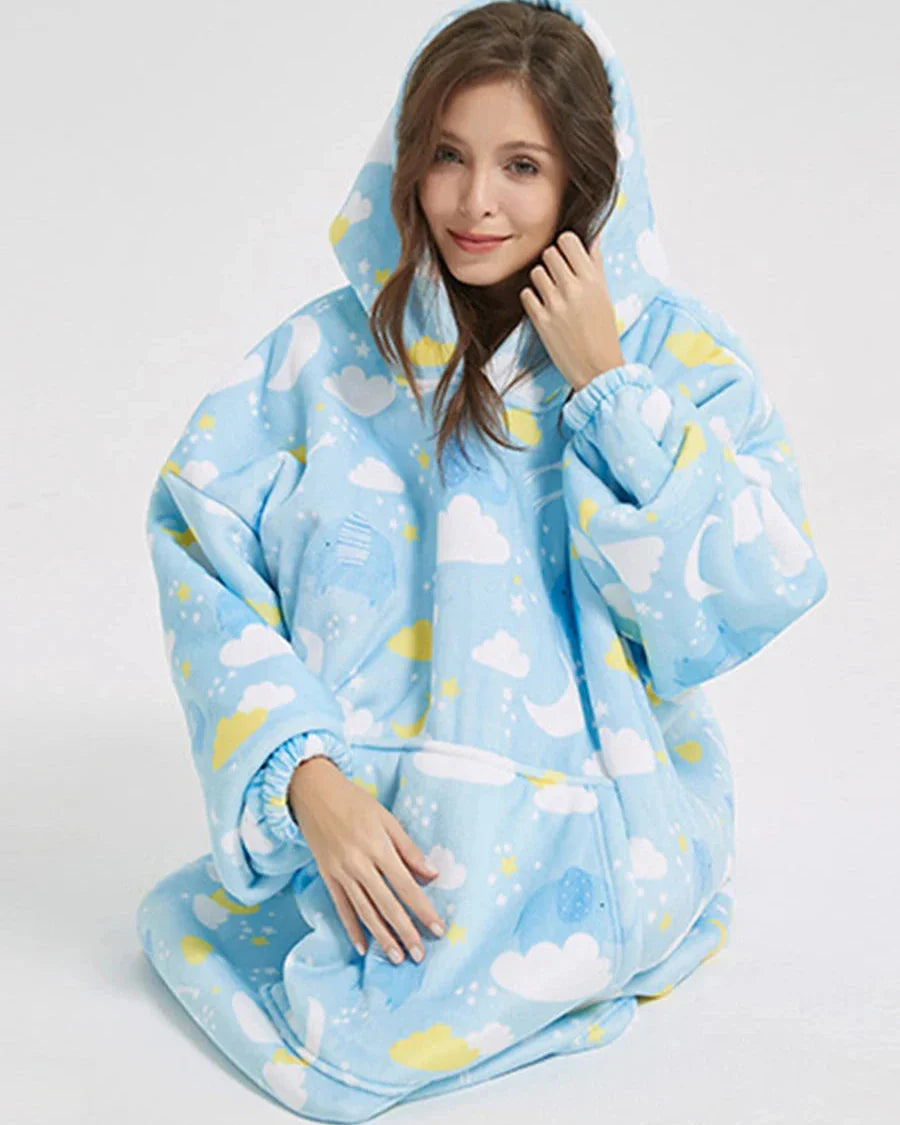 Flauschiger Oversize-Kapuzenpullover mit Tasche