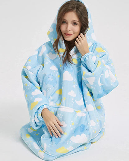 Flauschiger Oversize-Kapuzenpullover mit Tasche