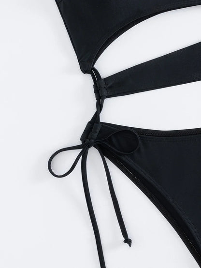 Monokini mit Ausschnitten und Bindung an der Hüfte