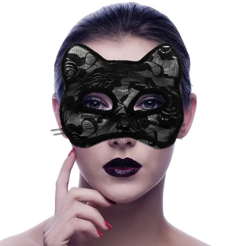 Katzenmaske aus Spitze - Schwarz / Universal