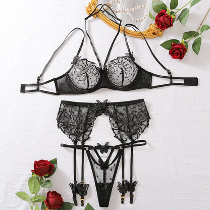 Komplettset aus durchscheinendem Spitzenmaterial