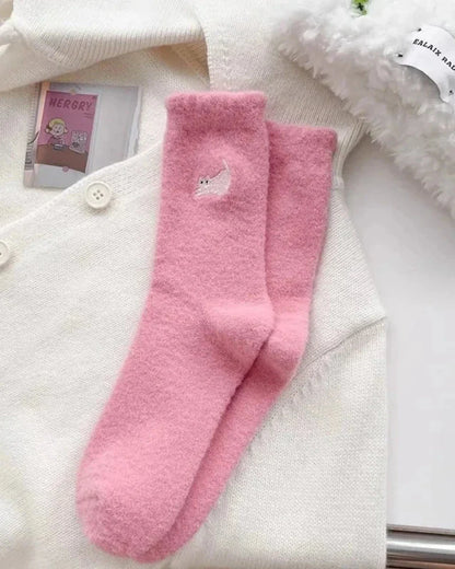 Warme flauschige Socken mit Kätzchen