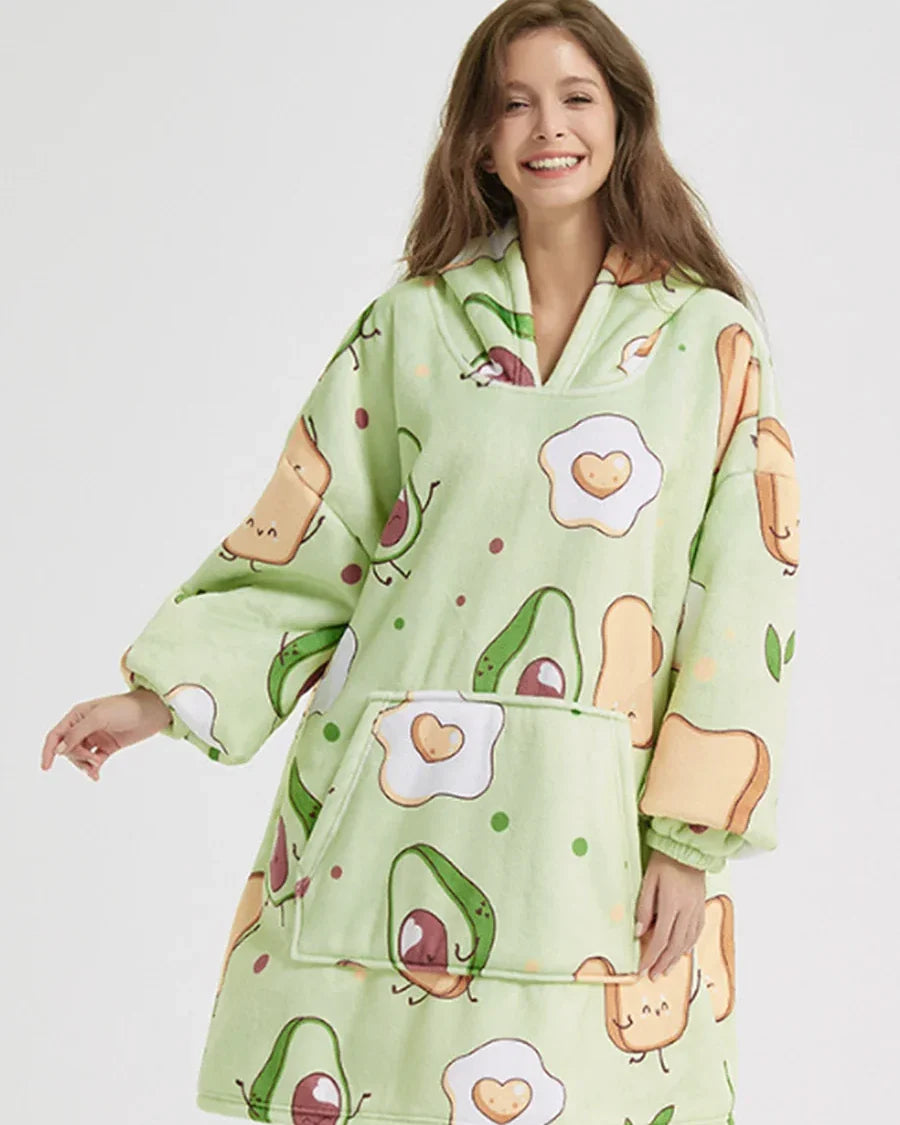 Flauschiger Oversize-Kapuzenpullover mit Tasche