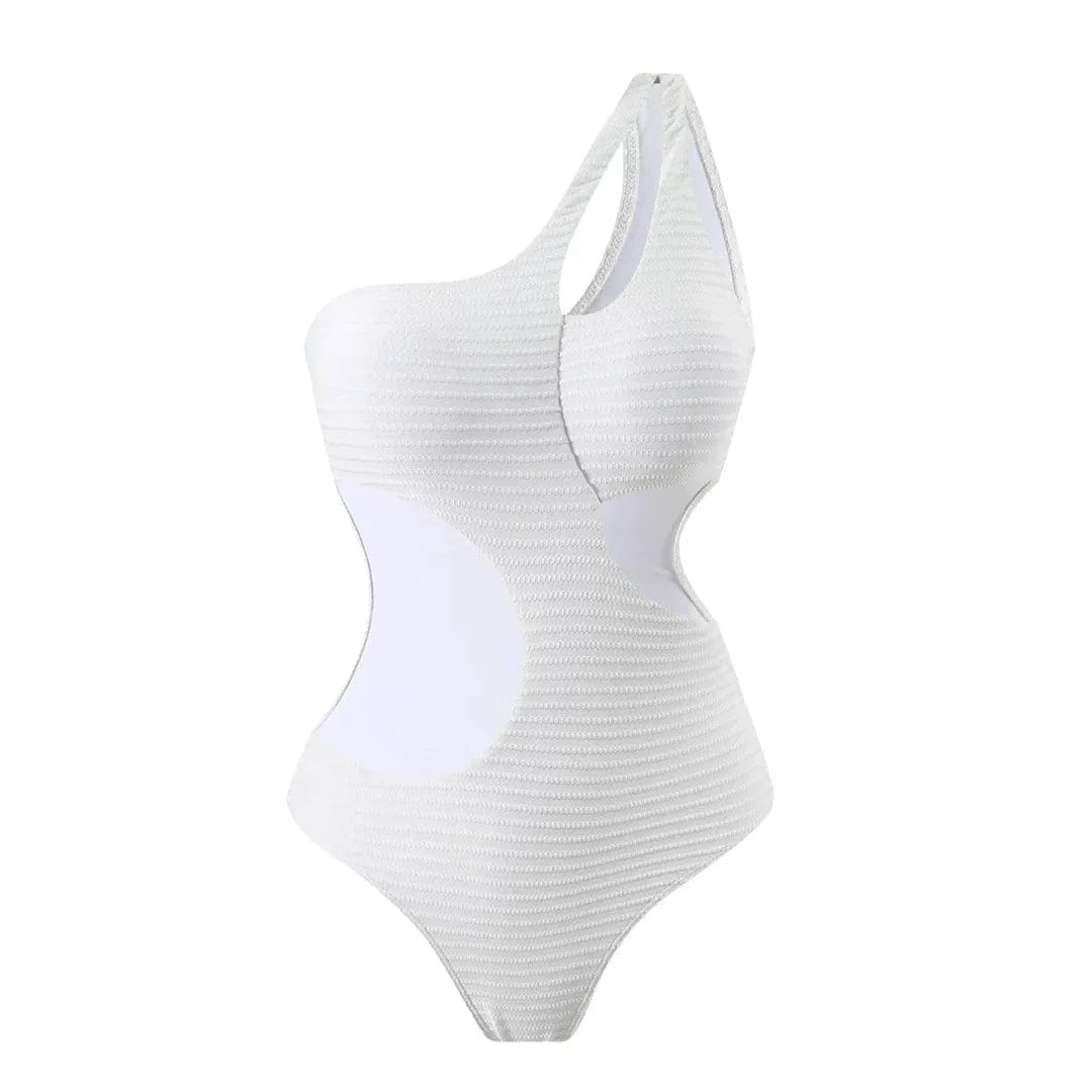 Asymmetrischer einteiliger Badeanzug mit Ausschnitten in der Taille