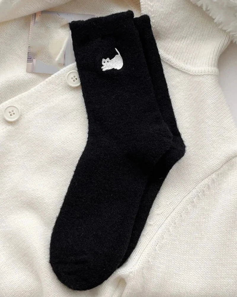 Warme flauschige Socken mit Kätzchen