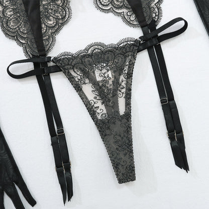 Spitzenunterwäsche-Set mit Handschuhen
