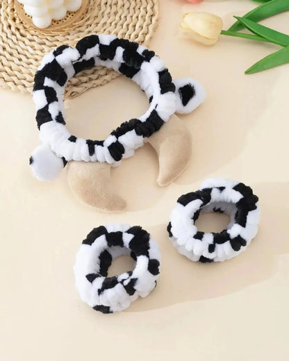 Flauschiges Haarband mit Kuhmotiv