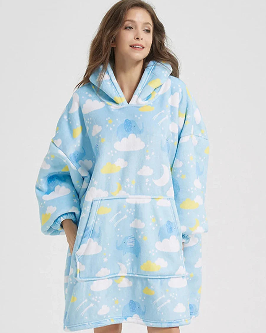 Flauschiger Oversize-Kapuzenpullover mit Tasche