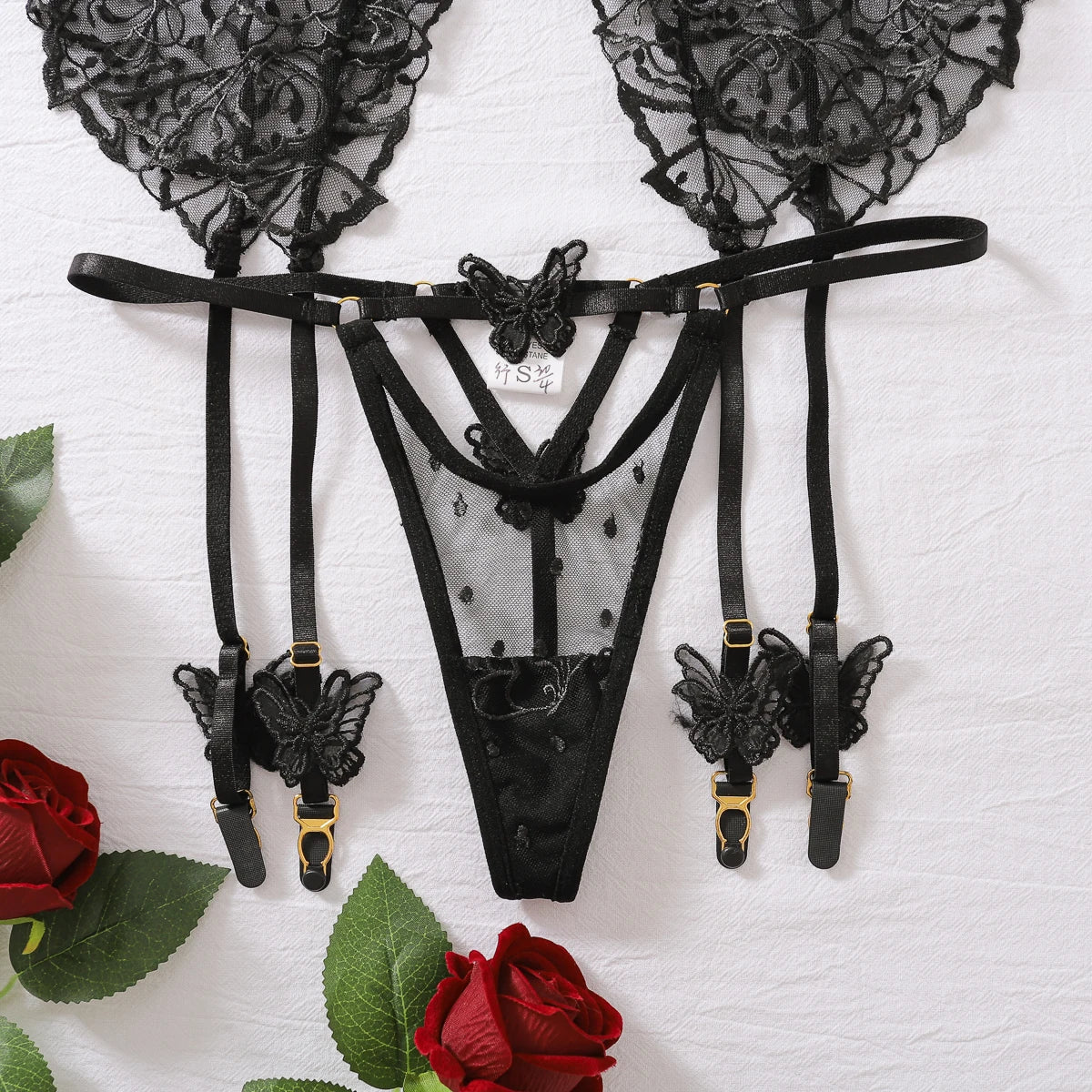 Komplettset aus durchscheinendem Spitzenmaterial