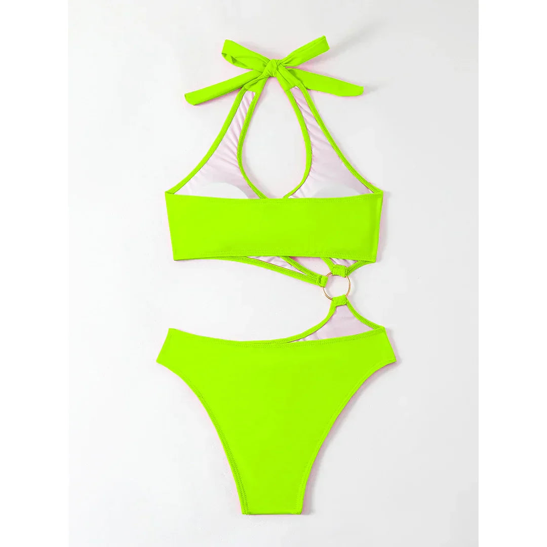 Monokini mit dekorativen goldenen Ringen