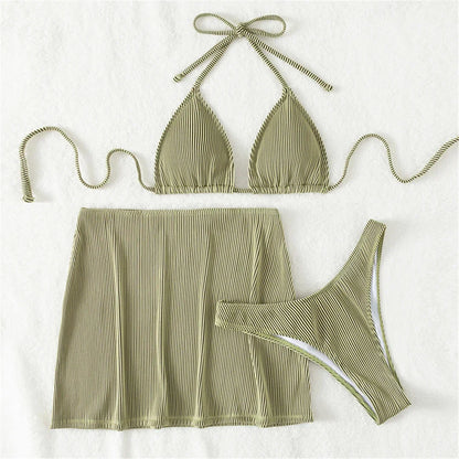 Bikini aus geripptem Material mit Rock
