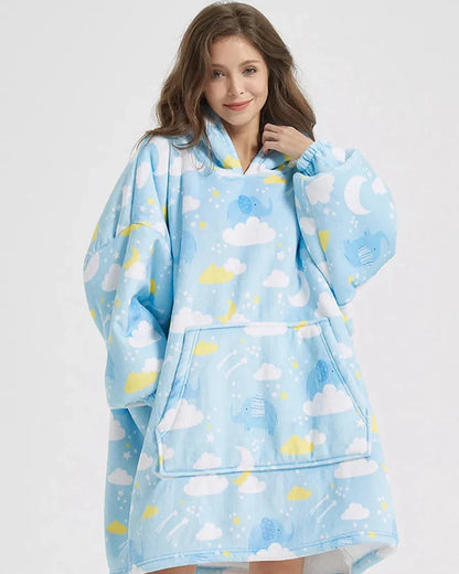 Flauschiger Oversize-Kapuzenpullover mit Tasche