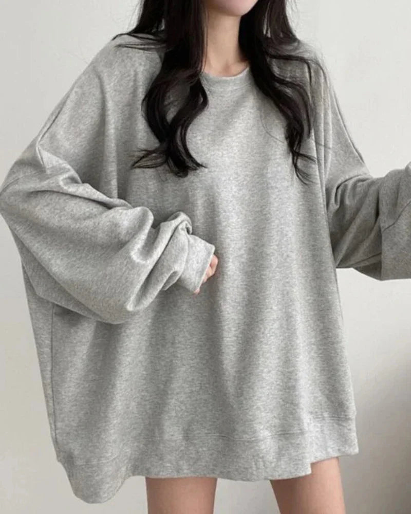 Lockerer einfarbiger Oversize-Pullover