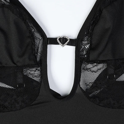 Body mit tiefem V-Ausschnitt und Zirkonia