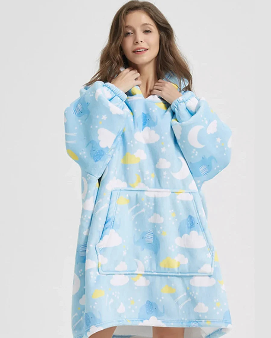 Flauschiger Oversize-Kapuzenpullover mit Tasche
