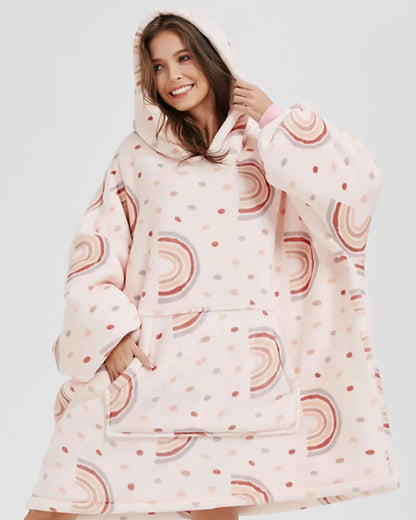 Flauschiger Oversize-Kapuzenpullover mit Tasche