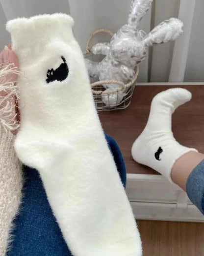 Warme flauschige Socken mit Kätzchen