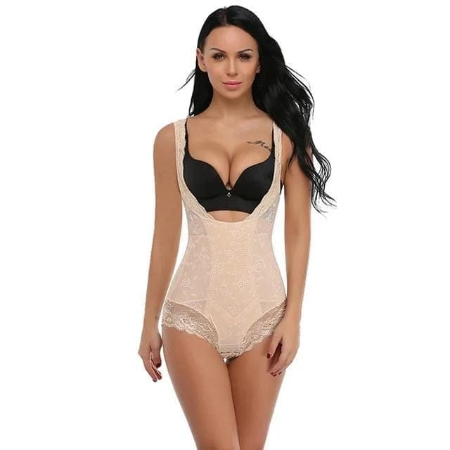 Beige Body aus Spitze zum Abnehmen