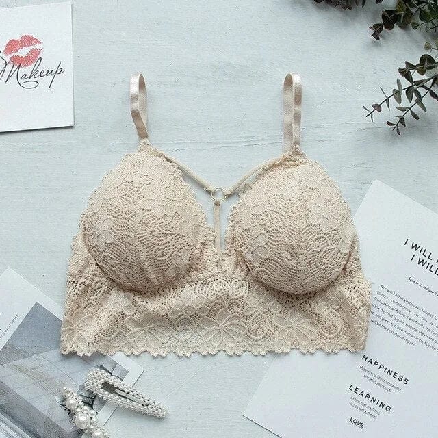 Beige Bralette aus Spitze mit Trägern