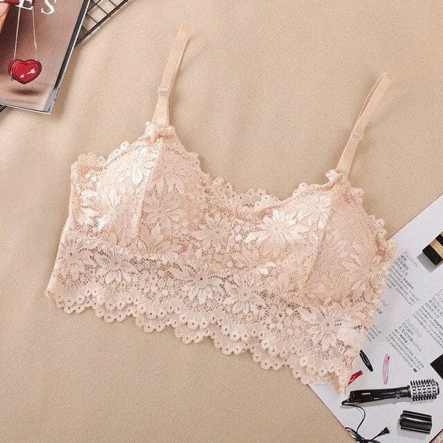 Beige Bralette-BH aus Spitze in Form eines Oberteils