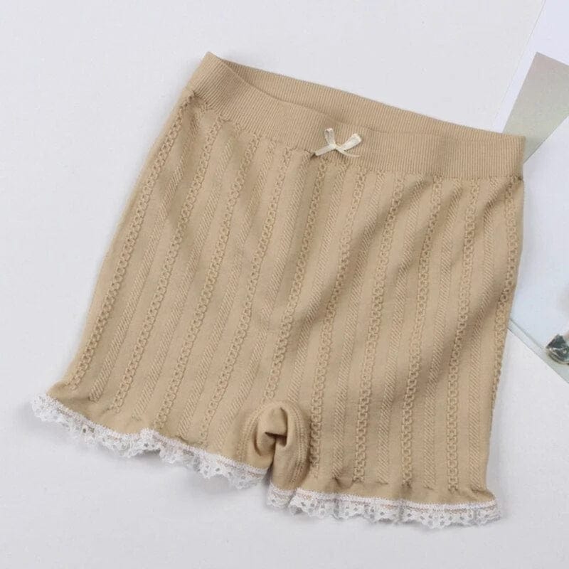 Beige Damen-Boxershorts mit dekorativem Finish