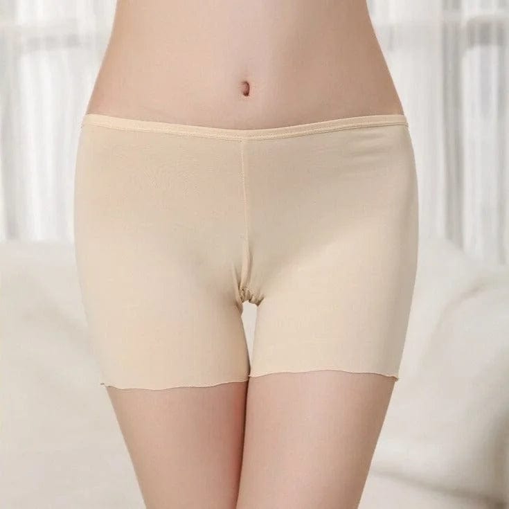 Beige Damen-Boxershorts mit langem Bein