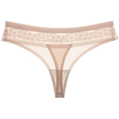 Beige Feiner Tanga aus Spitze