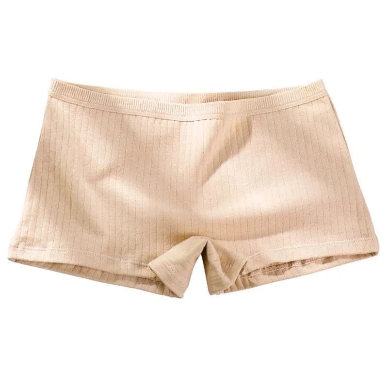 Beige Gerippte Boxershorts für Damen