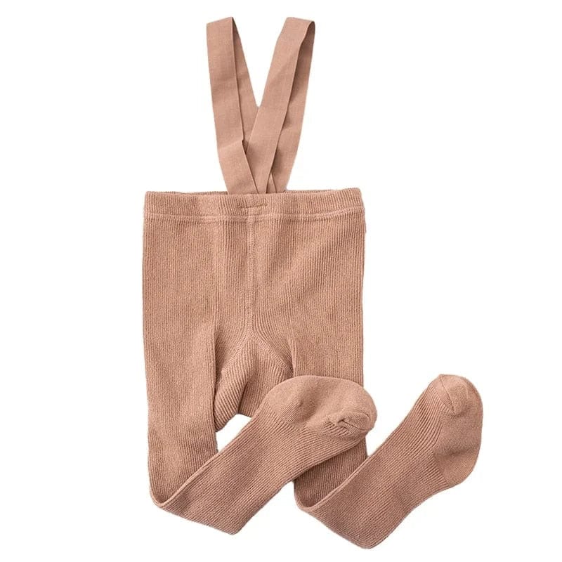 Beige Kinderstrumpfhose mit Hosenträgern