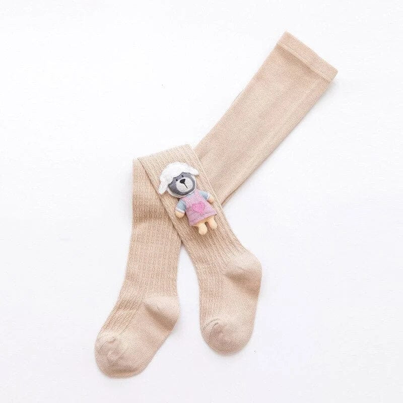 Beige Kinderstrumpfhose mit Teddybär