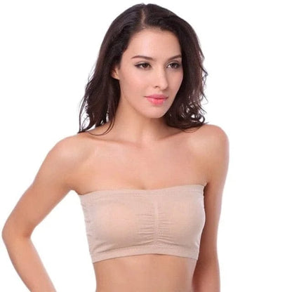 Beige Klassischer Bandeau-BH