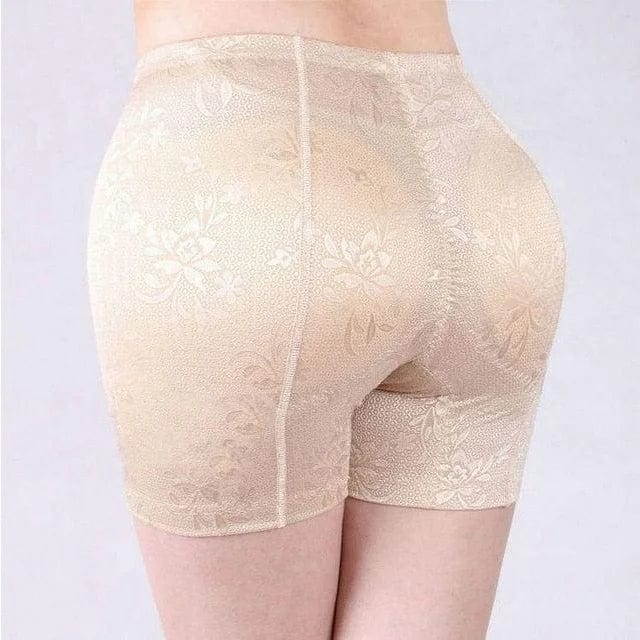 Beige Lange Spitzenshorts mit Push-up-Effekt an Gesäß und Hüfte