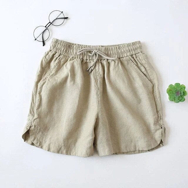 Beige Lockere Schlafshorts mit Krawatte